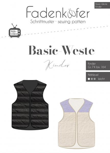 Fadenkäfer Papierschnittmuster Basic-Weste Kinder